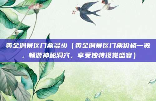黄金洞景区门票多少(黄金洞景区门票价格一览,畅游神秘洞穴,享受独特视觉盛宴)