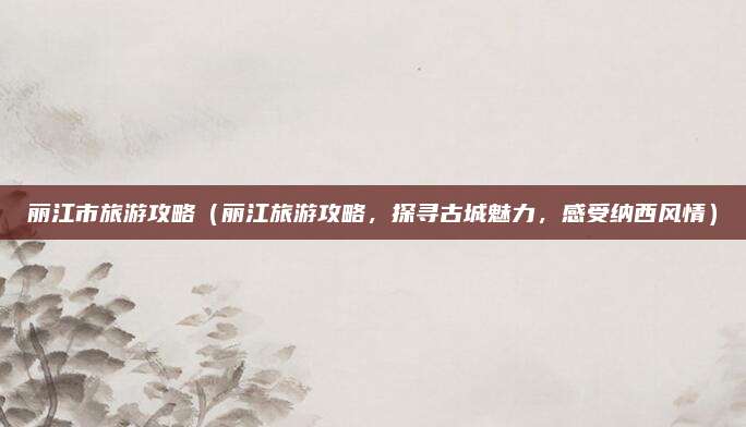 丽江市旅游攻略(丽江旅游攻略,探寻古城魅力,感受纳西风情)