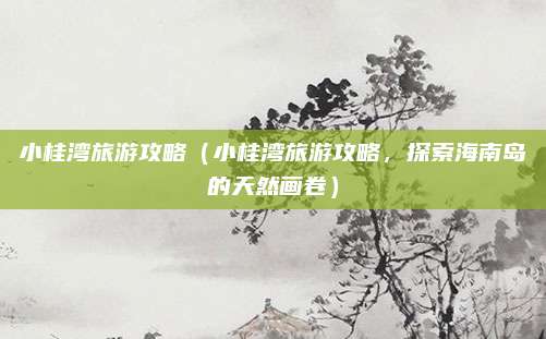 小桂湾旅游攻略(小桂湾旅游攻略,探索海南岛的天然画卷)