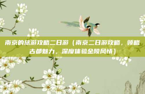 南京的旅游攻略二日游（南京二日游攻略，领略古都魅力，深度体验金陵风情）