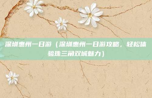 深圳惠州一日游（深圳惠州一日游攻略，轻松体验珠三角双城魅力）