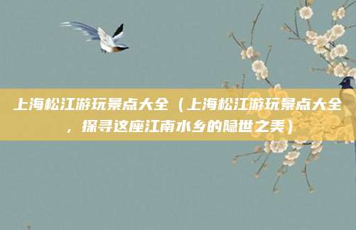 上海松江游玩景点大全(上海松江游玩景点大全,探寻这座江南水乡的隐世之美)