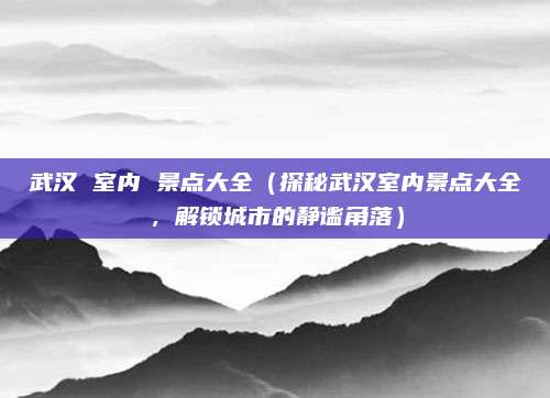 武汉 室内 景点大全（探秘武汉室内景点大全，解锁城市的静谧角落）