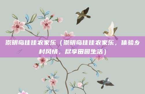 崇明岛佳佳农家乐(崇明岛佳佳农家乐,体验乡村风情,尽享田园生活)