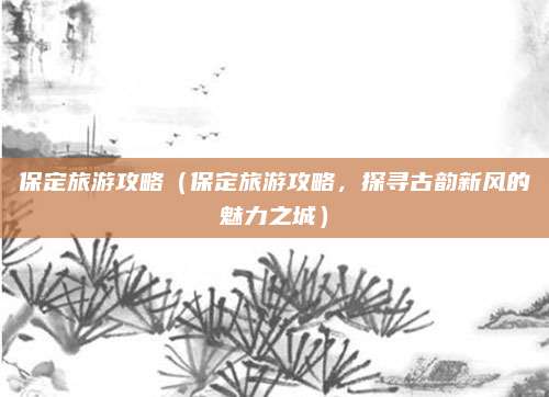 保定旅游攻略(保定旅游攻略,探寻古韵新风的魅力之城)