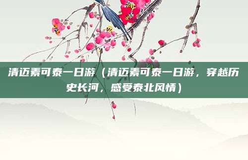 清迈素可泰一日游(清迈素可泰一日游,穿越历史长河,感受泰北风情)