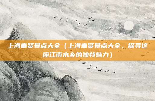 上海奉贤景点大全(上海奉贤景点大全,探寻这座江南水乡的独特魅力)