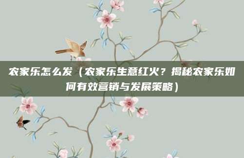农家乐怎么发(农家乐生意红火?揭秘农家乐如何有效营销与发展策略)