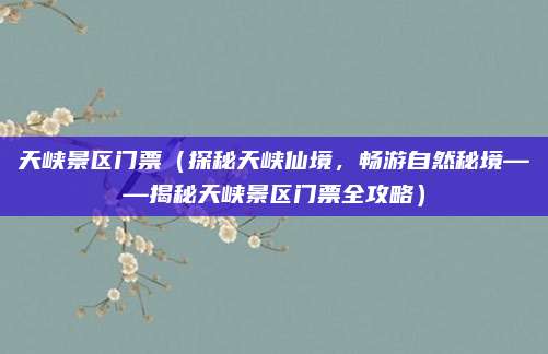 天峡景区门票(探秘天峡仙境,畅游自然秘境——揭秘天峡景区门票全攻略)