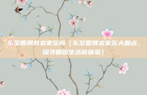 东至香隅有农家乐吗(东至香隅农家乐大盘点,探寻田园生活新体验)