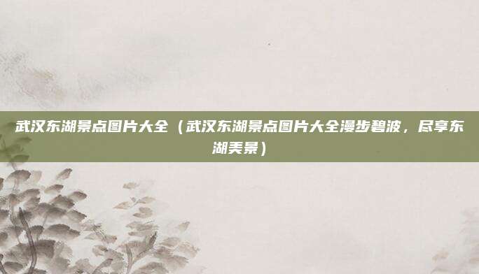 武汉东湖景点图片大全(武汉东湖景点图片大全漫步碧波,尽享东湖美景)