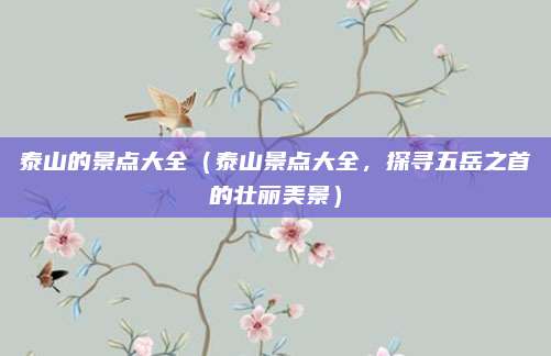 泰山的景点大全(泰山景点大全,探寻五岳之首的壮丽美景)
