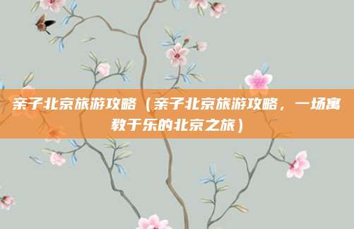 亲子北京旅游攻略（亲子北京旅游攻略，一场寓教于乐的北京之旅）