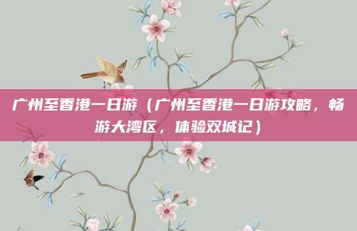 广州至香港一日游(广州至香港一日游攻略,畅游大湾区,体验双城记)