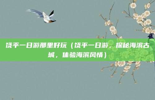 饶平一日游那里好玩（饶平一日游，探秘海滨古城，体验海滨风情）