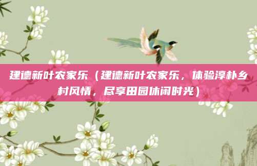 建德新叶农家乐（建德新叶农家乐，体验淳朴乡村风情，尽享田园休闲时光）