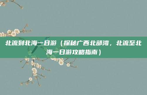 北流到北海一日游(探秘广西北部湾,北流至北海一日游攻略指南)