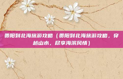 贵阳到北海旅游攻略（贵阳到北海旅游攻略，穿越山水，尽享海滨风情）