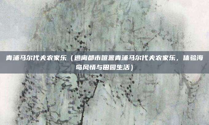 青浦马尔代夫农家乐(逃离都市喧嚣青浦马尔代夫农家乐,体验海岛风情与田园生活)