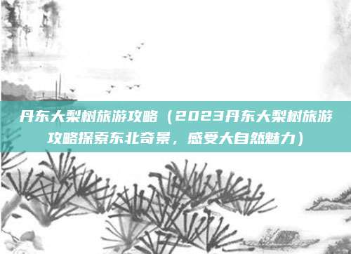 丹东大梨树旅游攻略(2023丹东大梨树旅游攻略探索东北奇景,感受大自然魅力)