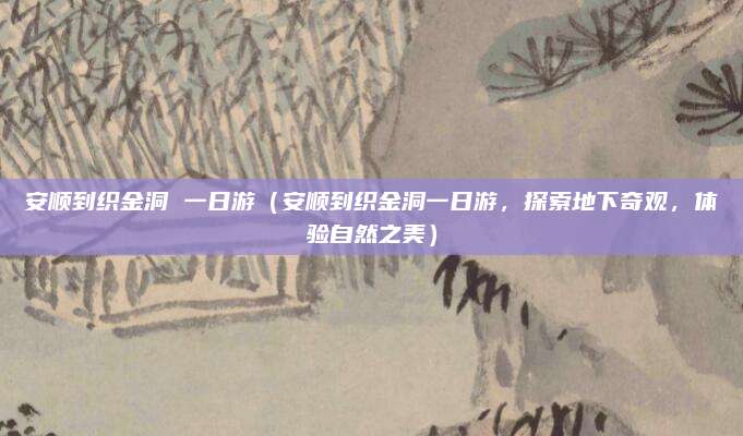 安顺到织金洞 一日游(安顺到织金洞一日游,探索地下奇观,体验自然之美)