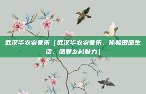 武汉华农农家乐(武汉华农农家乐,体验田园生活,感受乡村魅力)
