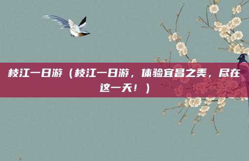 枝江一日游(枝江一日游,体验宜昌之美,尽在这一天!)