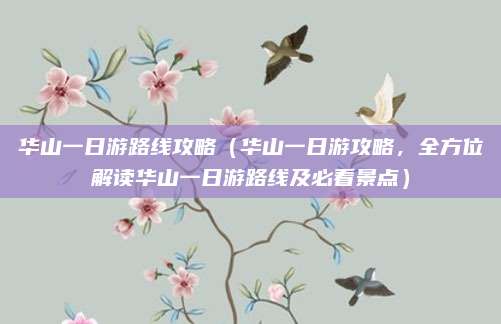 华山一日游路线攻略(华山一日游攻略,全方位解读华山一日游路线及必看景点)