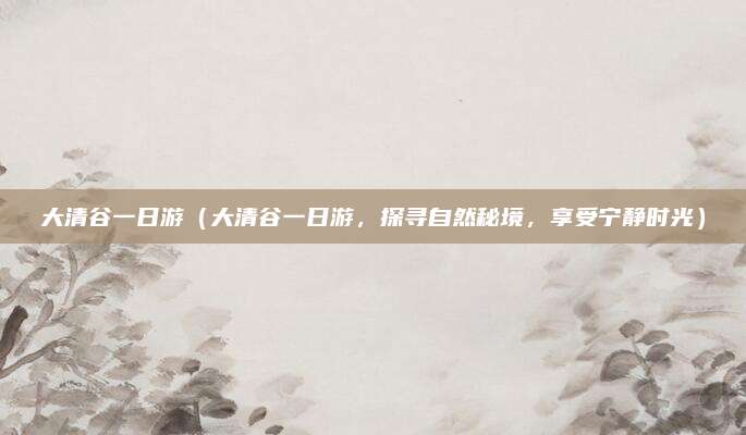 大清谷一日游(大清谷一日游,探寻自然秘境,享受宁静时光)