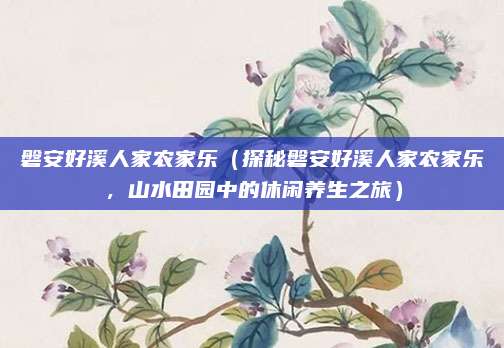 磐安好溪人家农家乐(探秘磐安好溪人家农家乐,山水田园中的休闲养生之旅)