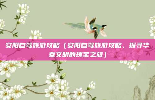 安阳自驾旅游攻略(安阳自驾旅游攻略,探寻华夏文明的瑰宝之旅)