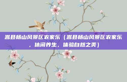 嵩县杨山风景区农家乐(嵩县杨山风景区农家乐,休闲养生,体验自然之美)