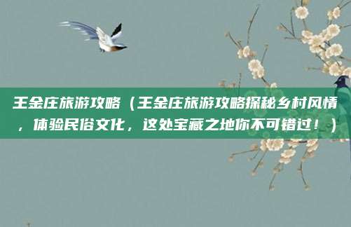 王金庄旅游攻略（王金庄旅游攻略探秘乡村风情，体验民俗文化，这处宝藏之地你不可错过！）