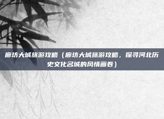 廊坊大城旅游攻略(廊坊大城旅游攻略,探寻河北历史文化名城的风情画卷)