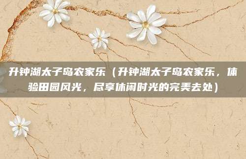 升钟湖太子岛农家乐（升钟湖太子岛农家乐，体验田园风光，尽享休闲时光的完美去处）