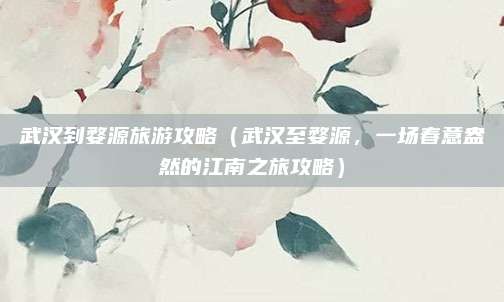 武汉到婺源旅游攻略(武汉至婺源,一场春意盎然的江南之旅攻略)