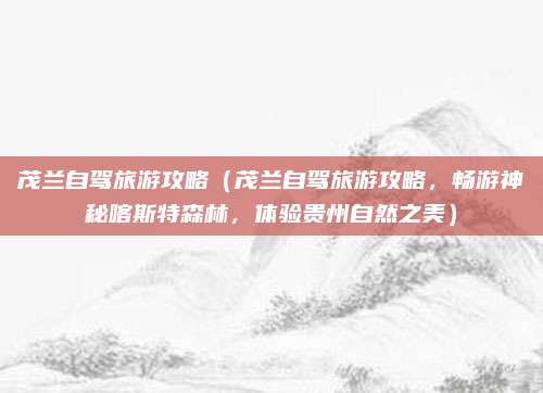 茂兰自驾旅游攻略(茂兰自驾旅游攻略,畅游神秘喀斯特森林,体验贵州自然之美)