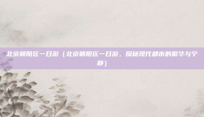 北京朝阳区一日游(北京朝阳区一日游,探秘现代都市的繁华与宁静)