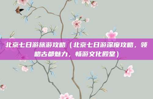 北京七日游旅游攻略(北京七日游深度攻略,领略古都魅力,畅游文化殿堂)