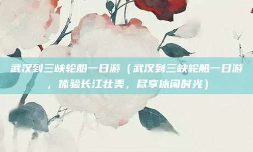 武汉到三峡轮船一日游(武汉到三峡轮船一日游,体验长江壮美,尽享休闲时光)