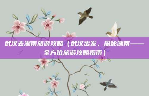 武汉去湖南旅游攻略（武汉出发，探秘湖南——全方位旅游攻略指南）