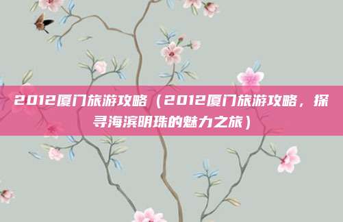 2012厦门旅游攻略(2012厦门旅游攻略,探寻海滨明珠的魅力之旅)