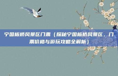 宁国板桥风景区门票(探秘宁国板桥风景区,门票价格与游玩攻略全解析)