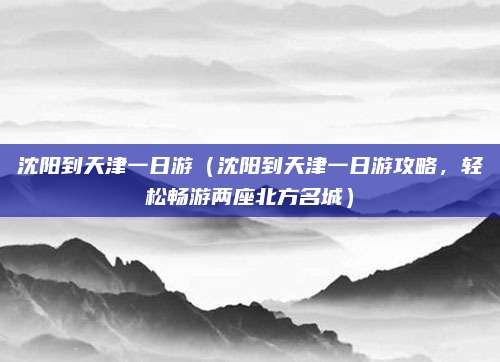 沈阳到天津一日游(沈阳到天津一日游攻略,轻松畅游两座北方名城)