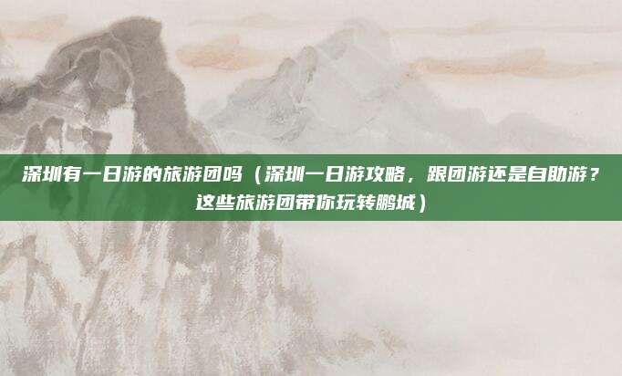 深圳有一日游的旅游团吗(深圳一日游攻略,跟团游还是自助游?这些旅游团带你玩转鹏城)