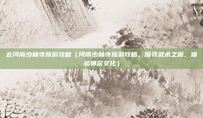 去河南少林寺旅游攻略（河南少林寺旅游攻略，探寻武术之源，体验禅宗文化）