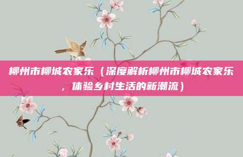 柳州市柳城农家乐（深度解析柳州市柳城农家乐，体验乡村生活的新潮流）