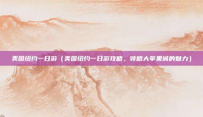 美国纽约一日游(美国纽约一日游攻略,领略大苹果城的魅力)