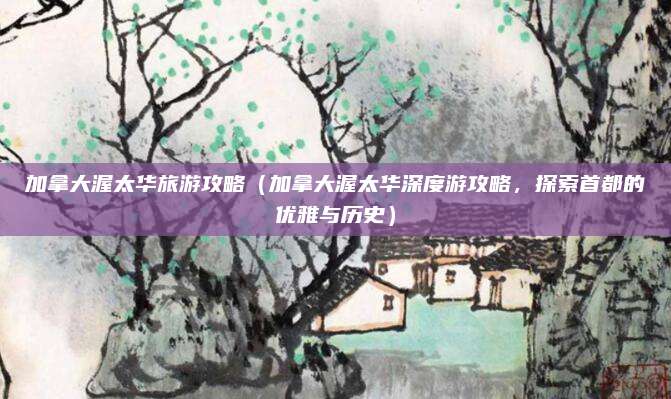 加拿大渥太华旅游攻略(加拿大渥太华深度游攻略,探索首都的优雅与历史)