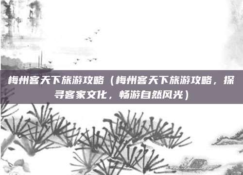梅州客天下旅游攻略(梅州客天下旅游攻略,探寻客家文化,畅游自然风光)